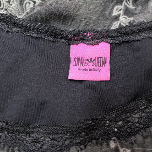 Save The Queen Gray Silk Lace Shift Dress w/Lining - Picture 12 of 13